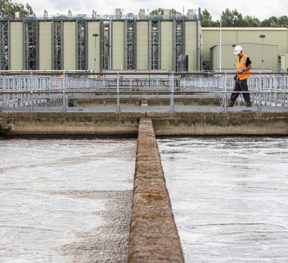 a technician inspects aeration lanes